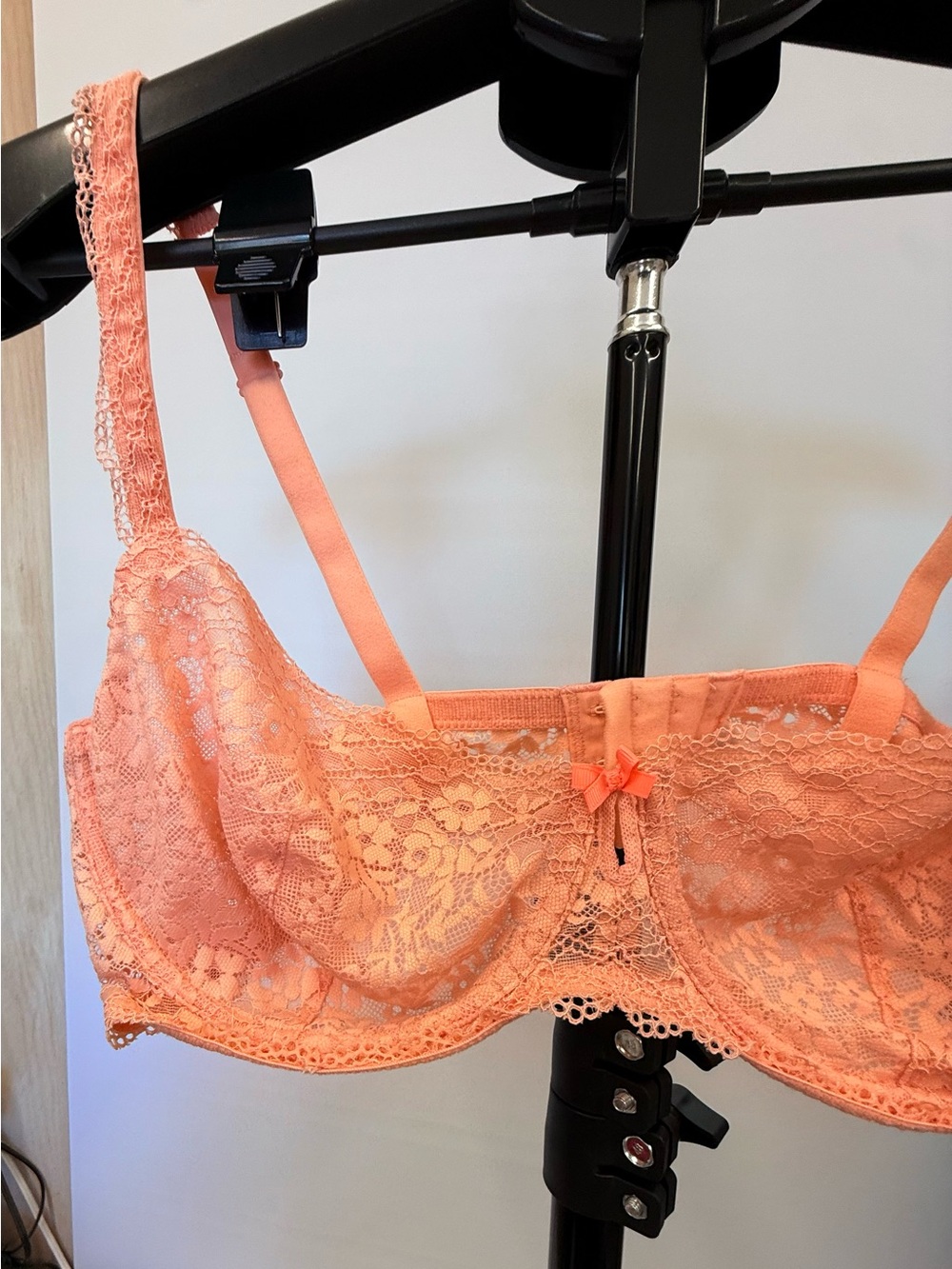 Gilligan & O'Malley Peach Lace Balconette Bra Underwired 38D Adjustable
